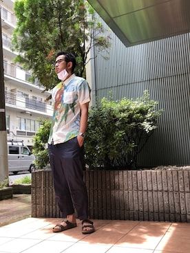 「BASISBROEK（バシスブルック）のアイテム（パンツ）」を使った、n@oyaさん（メンズ・174cm）の夏コーディネート