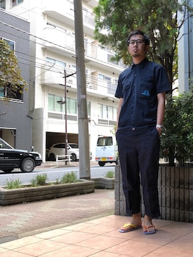 「BASISBROEK（バシスブルック）のアイテム（パンツ）」を使った、n@oyaさん（メンズ・174cm）の夏コーディネート