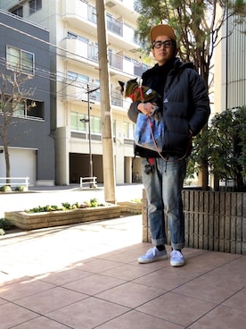 「Cape HEIGHTS（ケープハイツ）のアイテム（ダウンジャケット/コート）」を使った、n@oyaさん（メンズ・174cm）の冬コーディネート