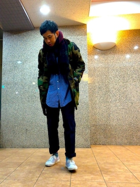 「MARK MCNAIRY（マークマクナイリー）のアイテム（その他アウター）」を使った、n@oyaさん（メンズ・174cm）の冬コーディネート