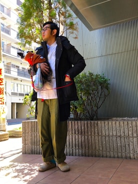 「ロールアップ」｜「アイテム（ダウンジャケット/コート）」を使った、n@oyaさん（メンズ・174cm）の冬コーディネート