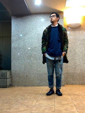 「MARK MCNAIRY（マークマクナイリー）のアイテム（その他アウター）」を使った、n@oyaさん（メンズ・174cm）の春コーディネート