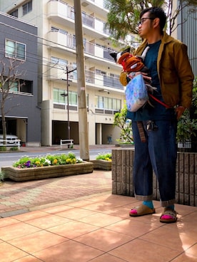「VAINL ARCHIVE（ヴァイナルアーカイブ）のアイテム（ジャケット/アウター）」を使った、n@oyaさん（メンズ・174cm）の春コーディネート