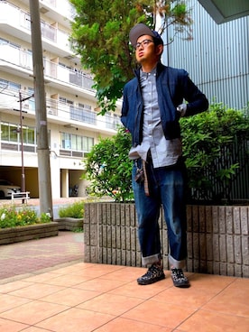 「Subciety（サブサエティ）のアイテム（帽子）」を使った、n@oyaさん（メンズ・174cm）の春コーディネート