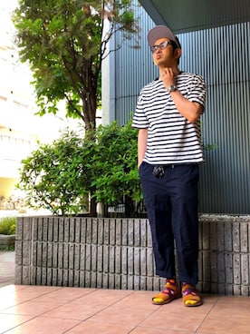 「BASISBROEK（バシスブルック）のアイテム（パンツ）」を使った、n@oyaさん（メンズ・174cm）の春コーディネート
