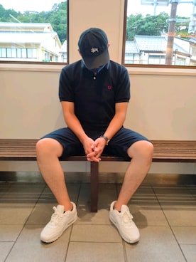 「アイテム（ポロシャツ）」を使った、ころろさん（メンズ・177cm）の夏コーディネート