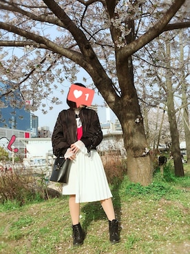 「アシンメトリー」｜「アイテム（ブルゾン）」を使った、Ｎａｎａさん（レディース・148cm）の春コーディネート