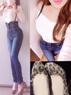 「ハイウェストデニム」｜メルりん♥さん（レディース・158cm）の秋コーディネート