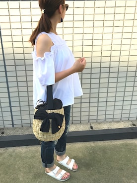 「NETSTAR（ネットスター）のアイテム（Tシャツ/カットソー）」を使った、shiiさん（レディース・160cm）の夏コーディネート