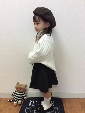 「LAGOM（LAGOM）のアイテム（ハンチング/ベレー帽）」を使った、as-pさん（キッズ・80cm）の冬コーディネート