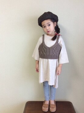 「LAGOM（LAGOM）のアイテム（ハンチング/ベレー帽）」を使った、as-pさん（キッズ・100cm）の夏コーディネート
