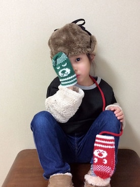 「UJU（ウジュ）のアイテム」を使った、as-pさん（キッズ・100cm）の冬コーディネート