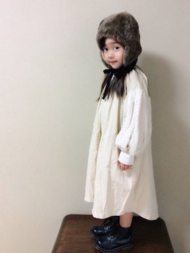 「UJU（ウジュ）のアイテム」を使った、as-pさん（キッズ・100cm）の冬コーディネート