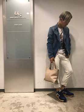 「爽やかコーデ」｜「アイテム（ライダースジャケット）」を使った、kantaさん（メンズ・165cm）の夏コーディネート