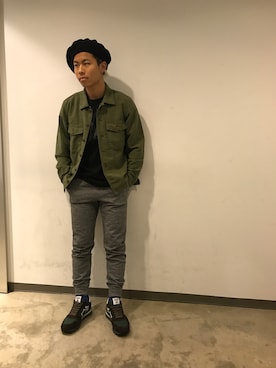 「CPH（シーピーエイチ）のアイテム（ハンチング/ベレー帽）」を使った、kantaさん（メンズ・165cm）の秋コーディネート