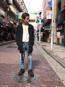 「THOM KROM（トムクロム）のアイテム（ジャケット/アウター）」を使った、kantaさん（メンズ・165cm）の秋コーディネート