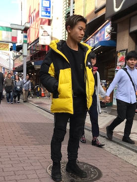 「ストリート服が好き」｜「アイテム（ダウンジャケット/コート）」を使った、kantaさん（メンズ・165cm）の秋コーディネート