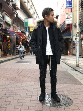 「ストリート服が好き」｜「アイテム（ダウンジャケット/コート）」を使った、kantaさん（メンズ・165cm）の秋コーディネート