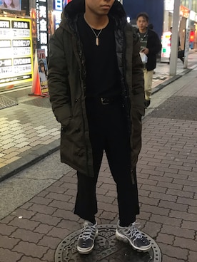 「ストリート服が好き」｜「アイテム（ダウンジャケット/コート）」を使った、kantaさん（メンズ・165cm）の秋コーディネート