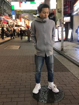 「OURET（オーレット）のアイテム（パーカー）」を使った、kantaさん（メンズ・165cm）の冬コーディネート