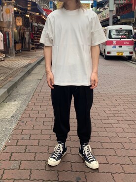 「OURET（オーレット）のアイテム（パンツ）」を使った、kantaさん（メンズ・165cm）の夏コーディネート