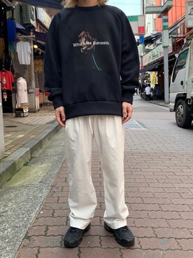 「B'2nd（ビーセカンド）のアイテム（スウェット）」を使った、kantaさん（メンズ・165cm）の夏コーディネート