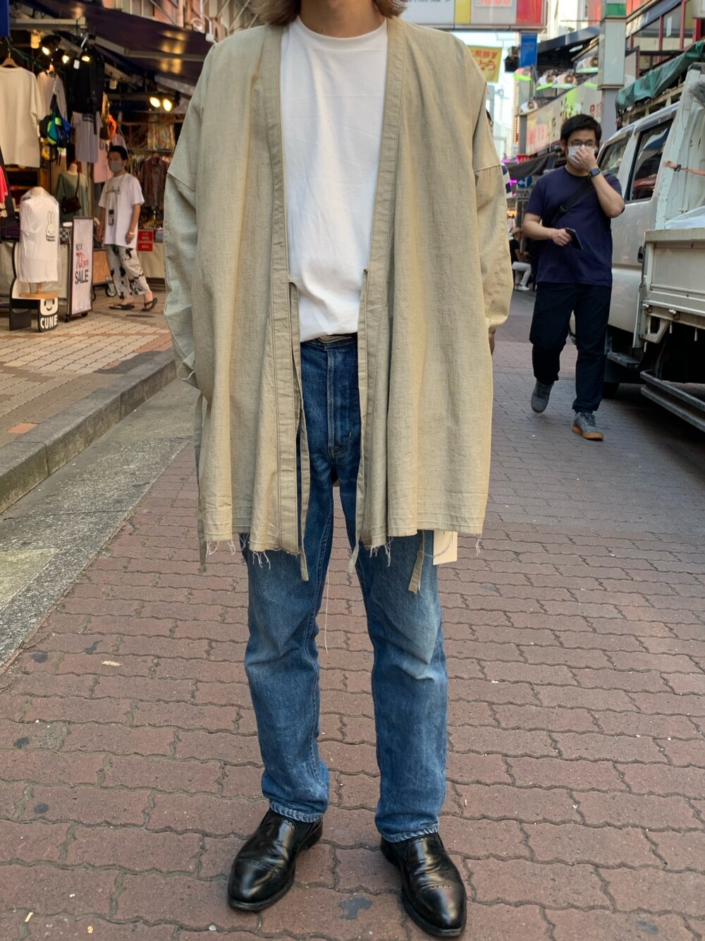 「夏、夏コーデ、今日のコーデ、お洒落さんとつながりたい、ootd、大人カジュアル、カジュアルコーデ、カジュアル、ファッションの力を信じよう、デニム」｜「MAREA ERREのMAREA ERRE (マレアエッレ) シャンブレーロングプリントSH/シャツ（シャツ/ブラウス、グリーン系）」を使った、kantaさん（メンズ・165cm）の夏コーディネートの1枚目の写真