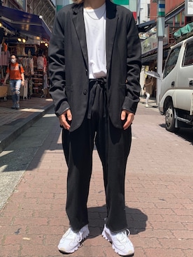 「BACKLASH（バックラッシュ）のアイテム（テーラードジャケット）」を使った、kantaさん（メンズ・165cm）の夏コーディネート