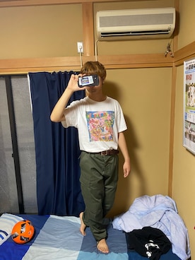 「go slow caravan（ゴースローキャラバン）のアイテム（カーゴパンツ）」を使った、てっぺいさん（メンズ・178cm）の夏コーディネート