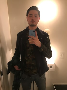 「UP START（アップスタート）のアイテム（パンツ）」を使った、えいじ(水曜日)さん（メンズ・173cm）の冬コーディネート