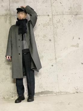 「アイテム（ステンカラーコート）」を使った、yamaさん（メンズ・175cm・20代）の冬コーディネート