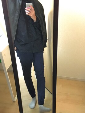 「白ソックス」｜「アイテム（ナイロンジャケット）」を使った、𝓶𝓪𝓭𝓸𝓰𝓲𝔀𝓪さん（メンズ・176cm）の冬コーディネート