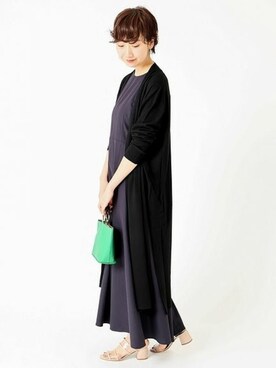 「アイテム（ハンドバッグ、グリーン系）」を使った、marinaさん（レディース・167cm）の春コーディネート