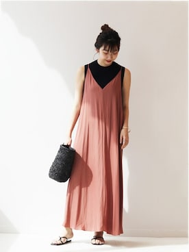 「アイテム（ワンピース/ドレス、レッド系）」を使った、marinaさん（レディース・167cm）の夏コーディネート