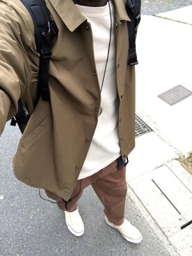 「カーキアウター」｜「アイテム（その他アウター）」を使った、Ke-jiさん（メンズ・172cm）の冬コーディネート