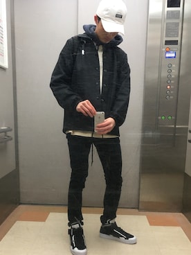 「スケボー」｜「アイテム（ナイロンジャケット）」を使った、pesoさん（メンズ・174cm）の冬コーディネート