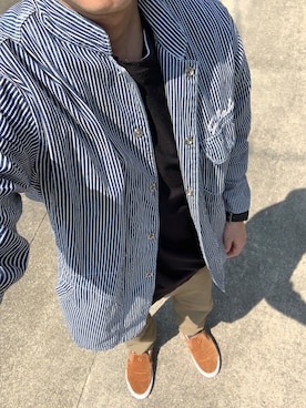 「GOODENOUGH（グッドイナフ）のアイテム（ノーカラージャケット）」を使った、shochiさん（メンズ・173cm）の春コーディネート