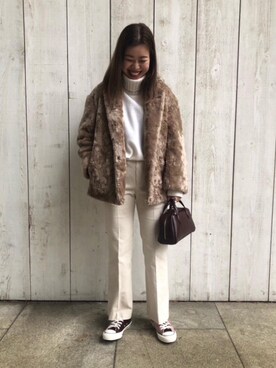 Hana Watabeさん（レディース・160cm）の冬コーディネート