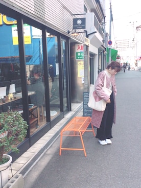「merry jenny（メリージェニー）のアイテム（ノーカラージャケット）」を使った、ちゃんともさん（レディース・159cm）の冬コーディネート