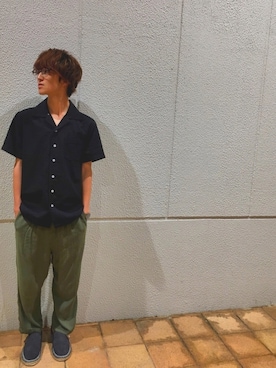 「HVC（エイチブイシー）のアイテム（トップス）」を使った、GRAND GLOBALアウトレットさん（メンズ・163cm）の夏コーディネート