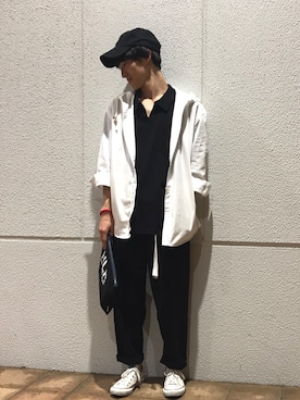 「GGD（ジージーディー）のアイテム（パンツ）」を使った、GRAND GLOBALアウトレットさん（メンズ・180cm）の夏コーディネート