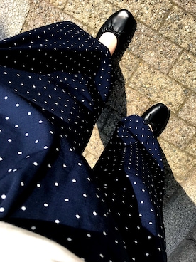 「earth music&ecology（アースミュージックアンドエコロジー）のアイテム（バレエシューズ、ブラック系）」を使った、tuna❁︎さん（レディース・150cm）の春コーディネート