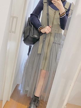 「REDYAZEL（レディアゼル）のアイテム（ジャンパースカート）」を使った、いなほ🌾さん（レディース・148cm）の春コーディネート