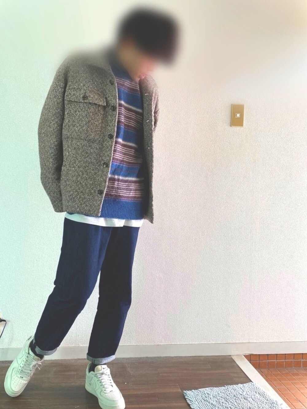 「シンプルコーデ、オーバーサイズ、レイヤードスタイル、秋冬コーデ、ビッグシルエット、クラネ、クラネ(CLANE)、CLANE、CLANEHOMME」｜「CLANEのアイテム（ブルゾン、ベージュ系）」を使った、ガさん（メンズ・170cm）の冬コーディネートの1枚目の写真