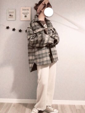 「ehka sopo（エヘカソポ）のフロッキーモチーフトレーナー（Tシャツ/カットソー）」を使った、𝚢𝚞𝚖𝚒𝚗𝚌𝚘.𓈒𓆸さん（レディース・154cm）の秋コーディネート