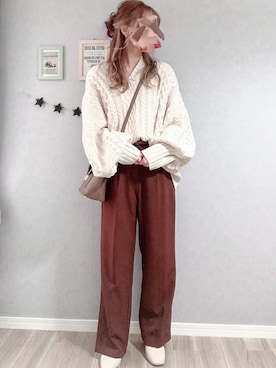 「LOWRYS FARM（ローリーズファーム）のストレッチヒールブーツ　851418（ブーツ）」を使った、𝚢𝚞𝚖𝚒𝚗𝚌𝚘.𓈒𓆸さん（レディース・154cm）の冬コーディネート