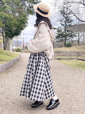 「シースルー」｜「アイテム（マウンテンパーカー）」を使った、お月 ⸝⋆さん（レディース・160cm）の春コーディネート