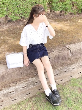 「GRL（グレイル）の厚底レースアップシューズ（その他シューズ）」を使った、お月 ⸝⋆さん（レディース・160cm）の夏コーディネート