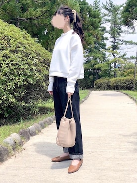 「プリーツバッグ」｜「アイテム（アクセサリー）」を使った、お月 ⸝⋆さん（レディース・160cm）の夏コーディネート