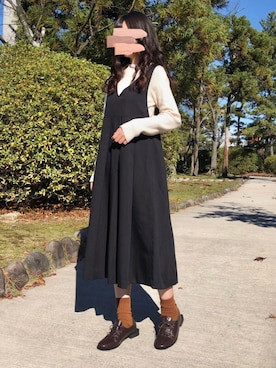「HARUSAKU CC（ハルサクシーシー）のアイテム（ソックス/靴下）」を使った、お月 ⸝⋆さん（レディース・160cm）の冬コーディネート